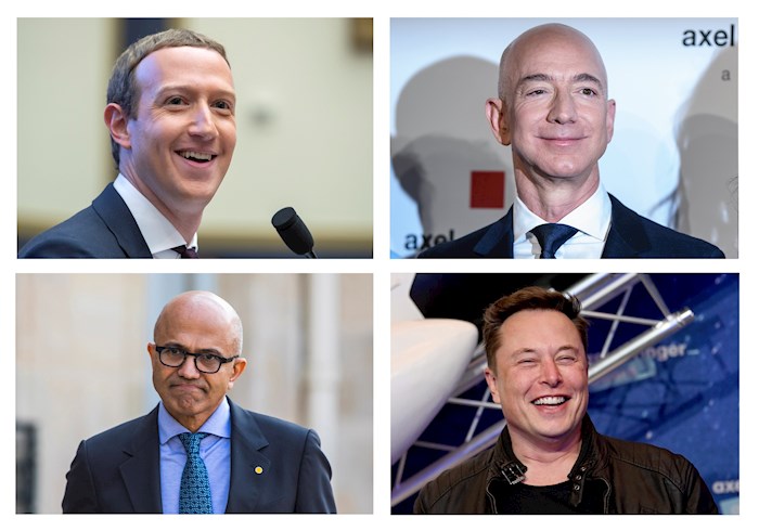 Mark Zuckerberg, Jeff Bezos, Satya Nadella, Elon Musk.